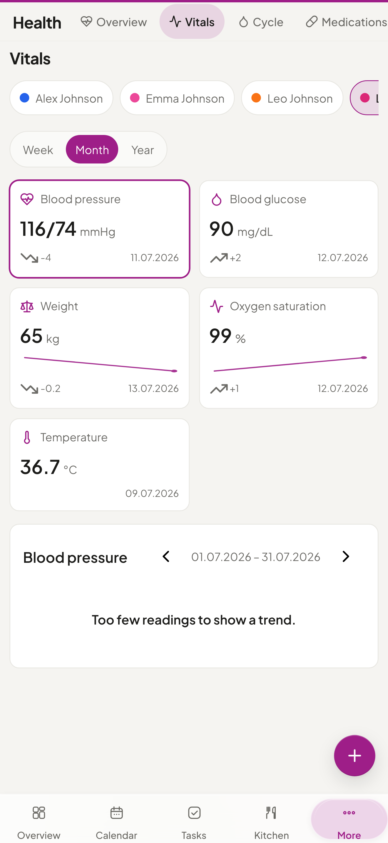 Health vitals on mobile