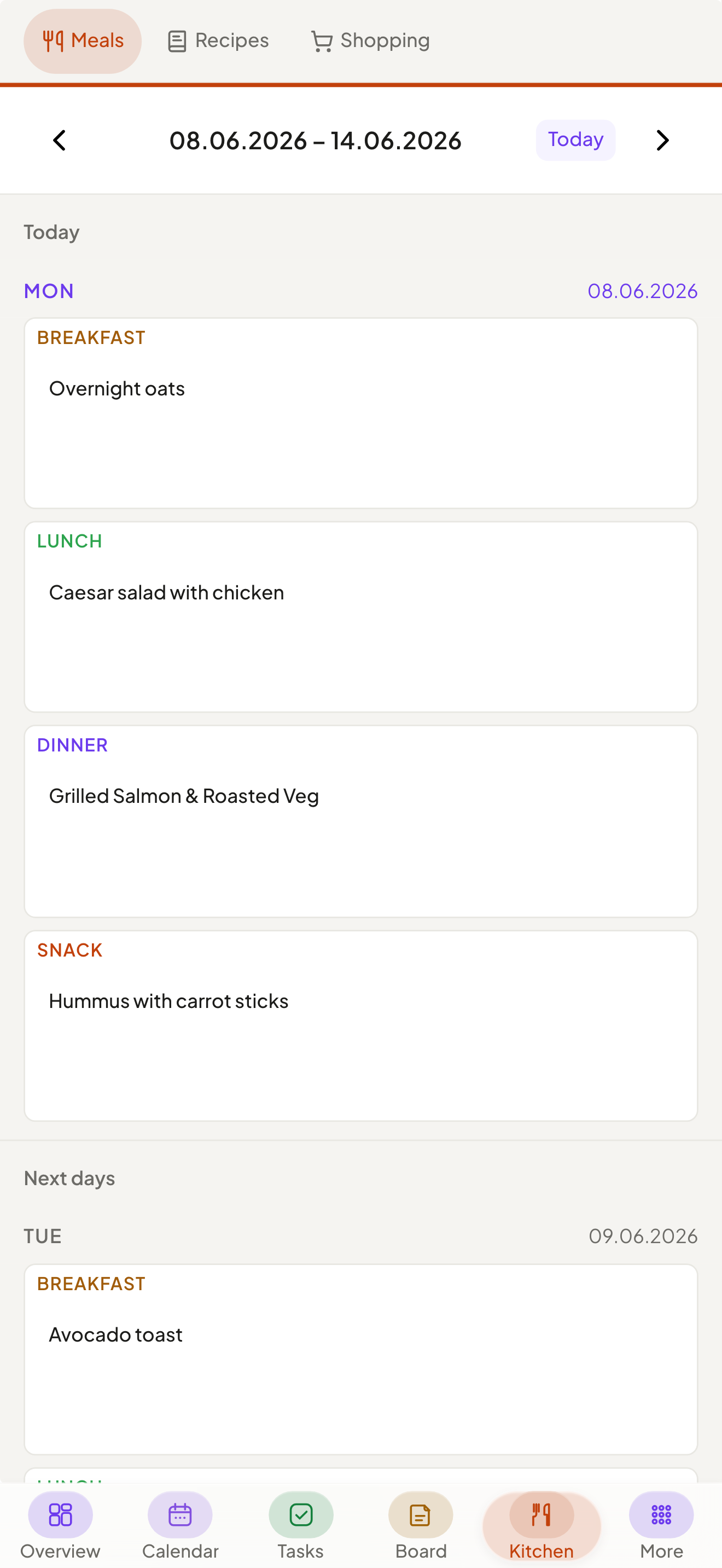 Meals on mobile