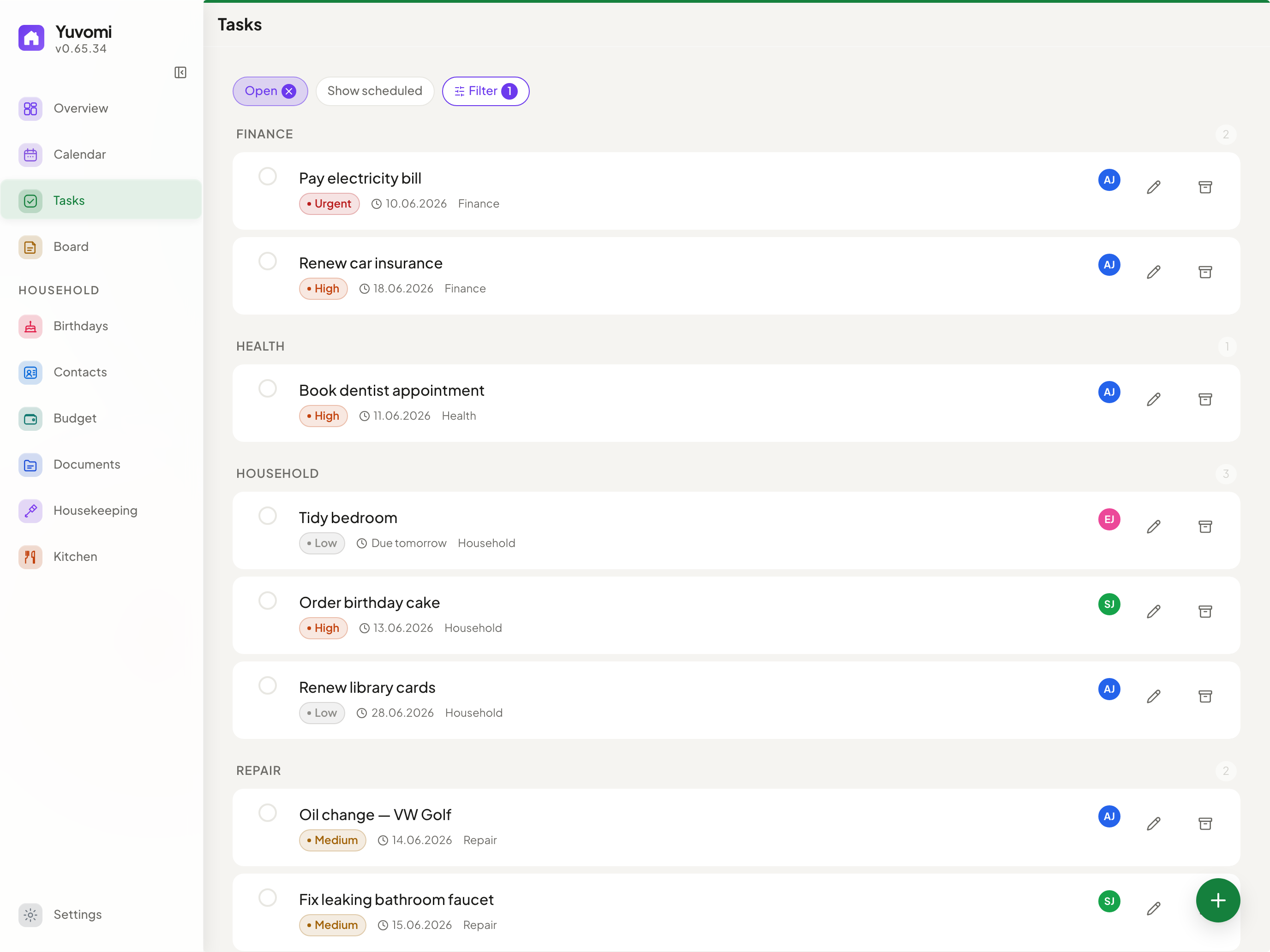Tasks board